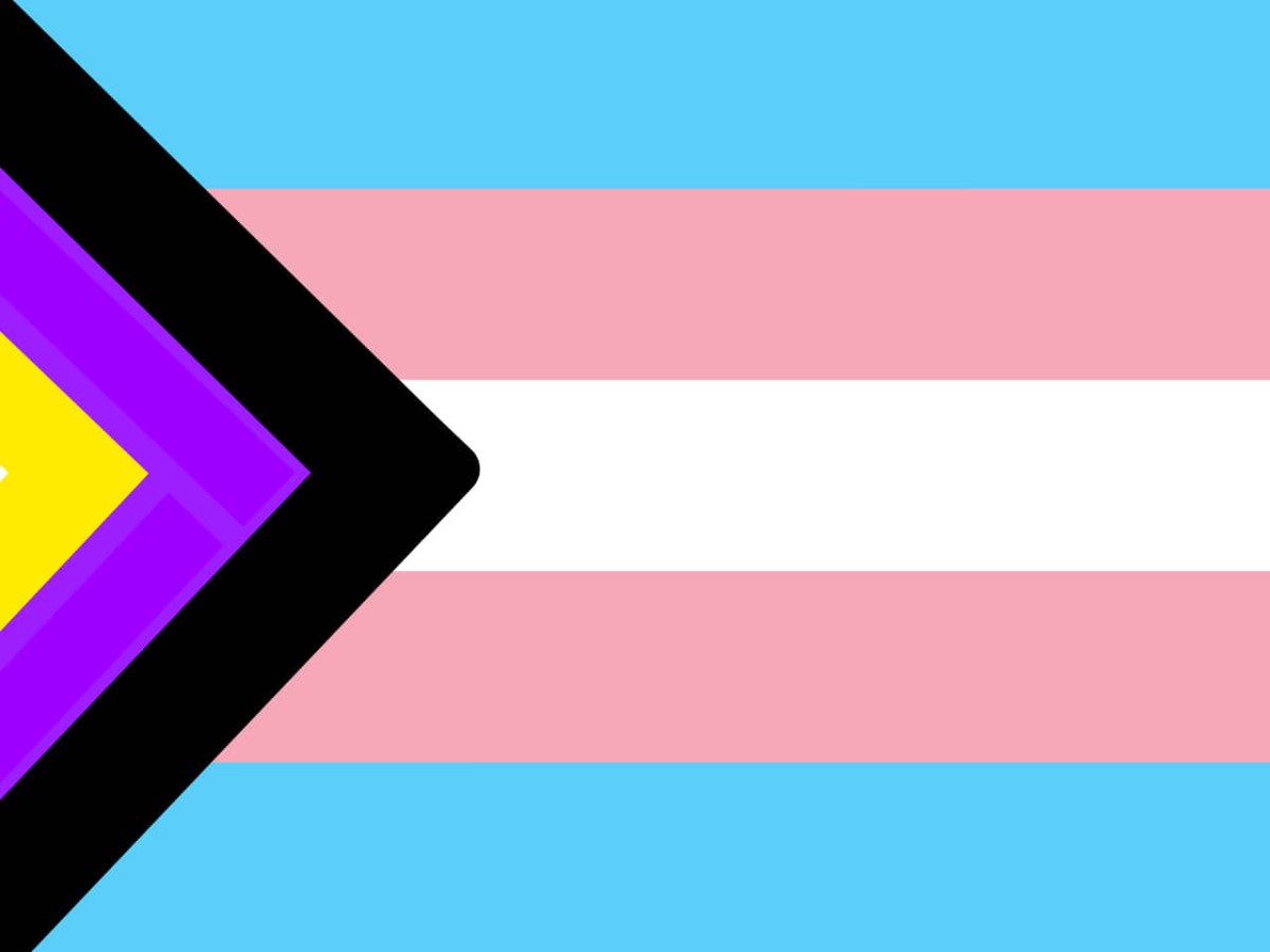 Bandera del progreso trans no binarie por Diane Rodríguez & Zack Elías